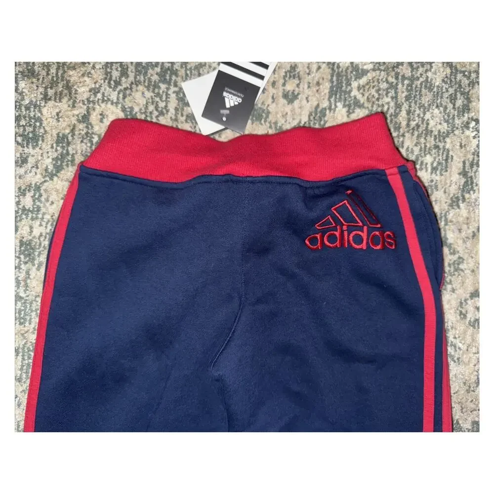 NEW Adidas Girls Red Blue Sweatpants Size M 10/12‎ Logo